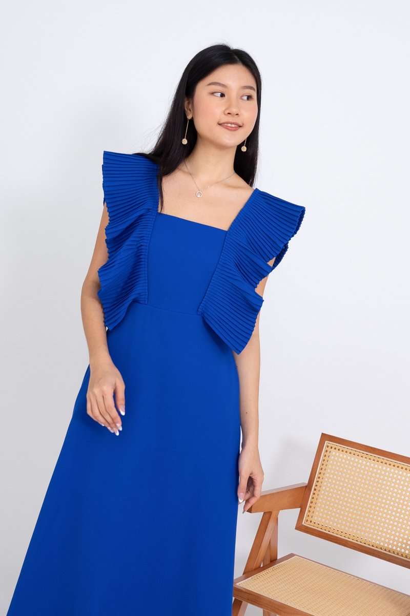 Cobalt blue outlet ruffle dress