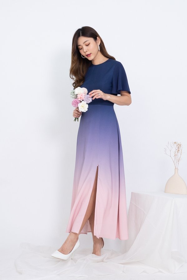 BACK IN STOCK Pandora Ombre Maxi Dress in Navy