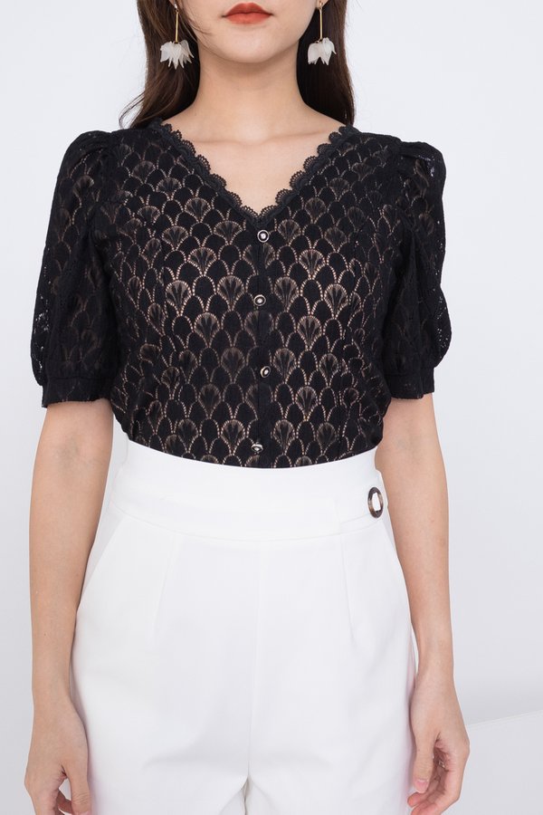 Frona Lace Blouse in Black