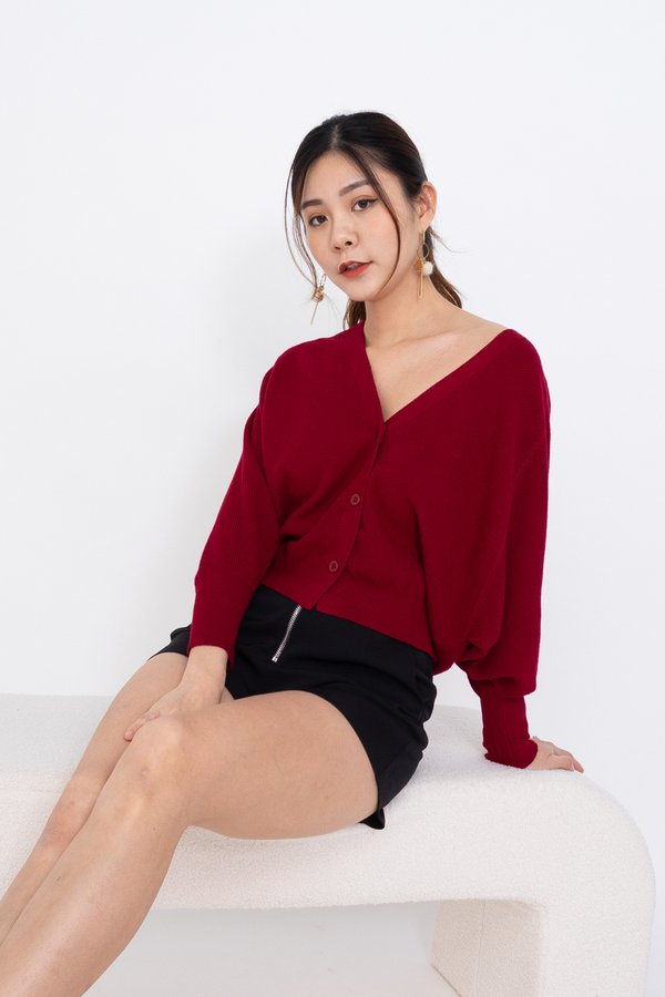 BACK IN STOCK Olly Batwing Cardigan in Wine