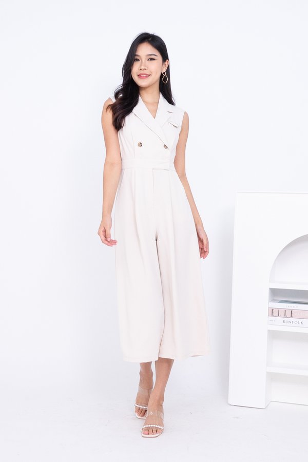 Tavia Trench Vest Jumpsuit in Ivory