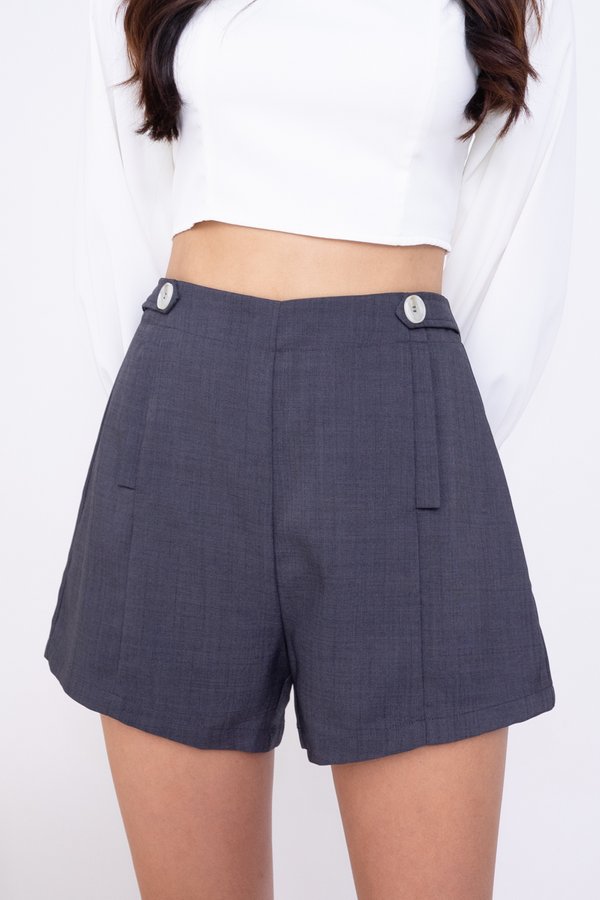 Piccolo Double Buttons Shorts in Dark Grey