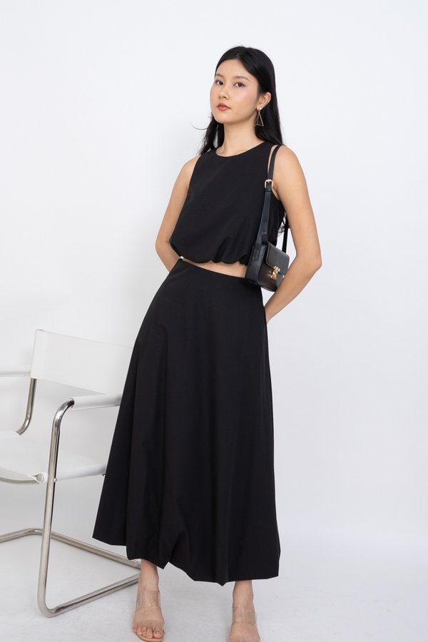 Shiho Bubble Maxi Skirt in Black
