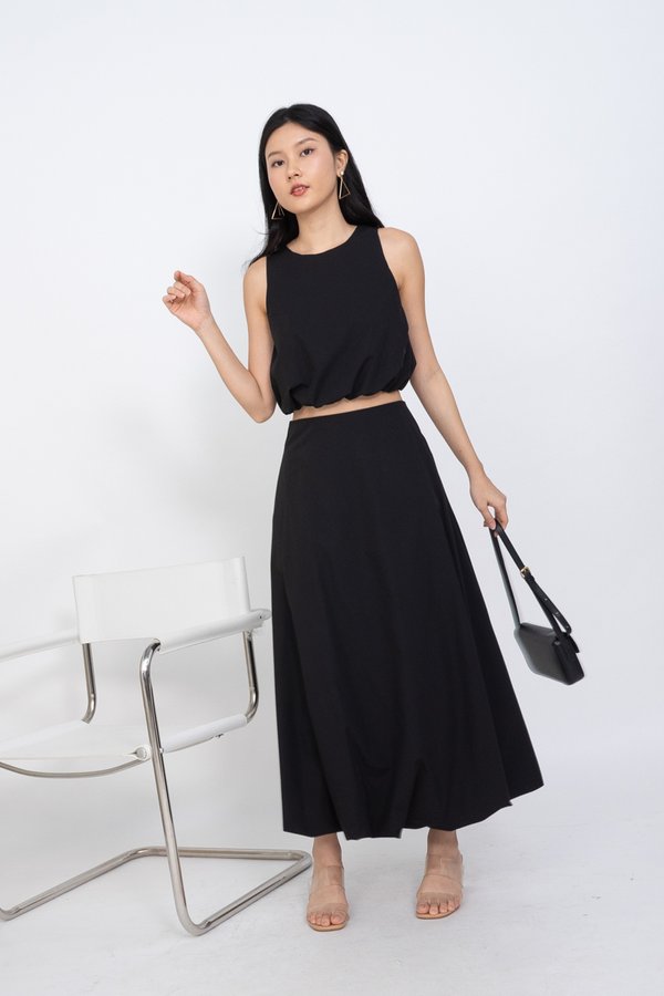 Shiho Bubble Maxi Skirt in Black