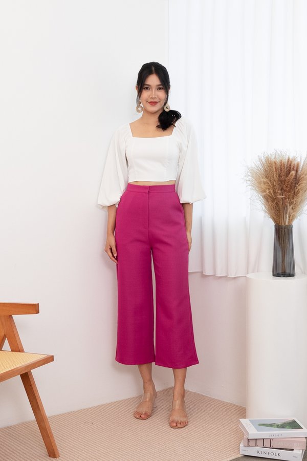 Danzel Tweed Trousers Pants In Hot Pink