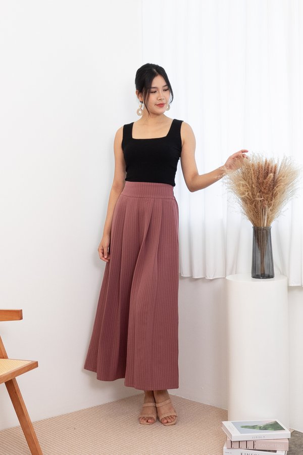 Mahola Striped Palazzo Pants In Mauve Pink