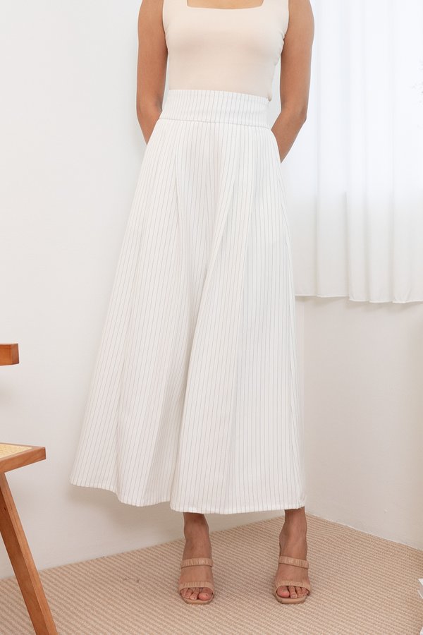 Mahola Striped Palazzo Pants In White 