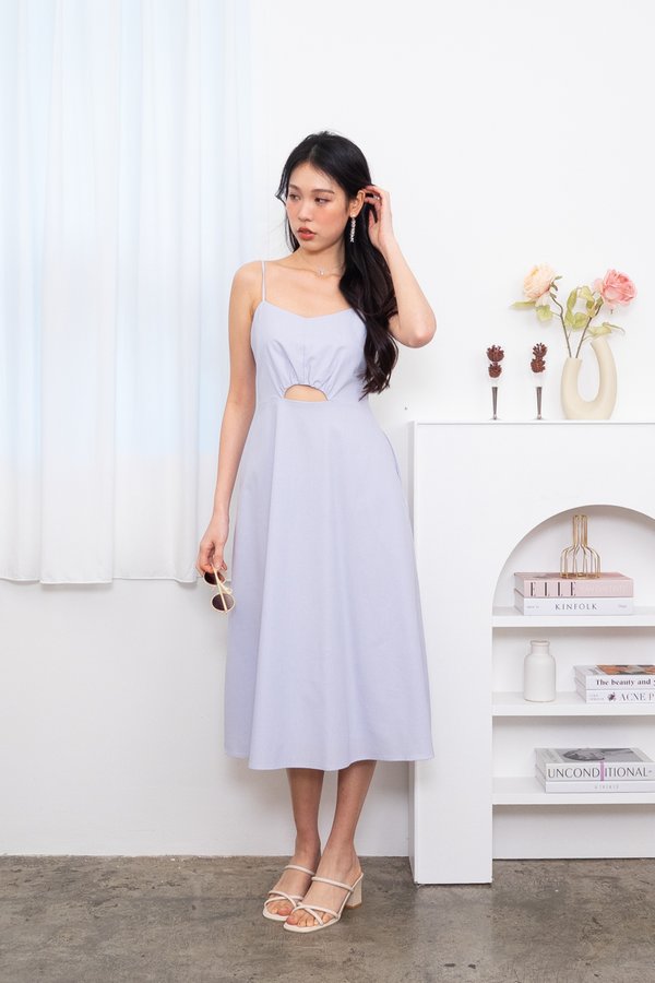Adella Spag Cut Out Midi Dress in Powder Blue