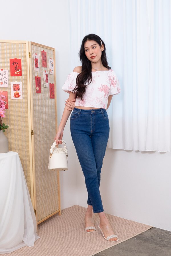 Kiyomi Puffy Sleeve Toga Top in Pink Porcelain