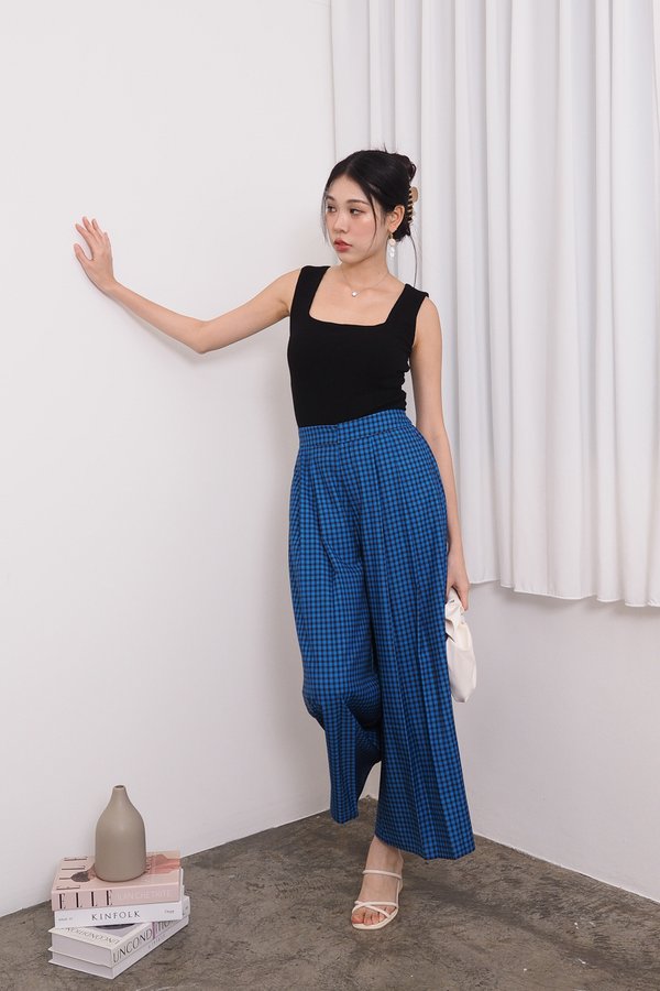 Jonquil Wide Legged Culottes Pants in Blue Gingham