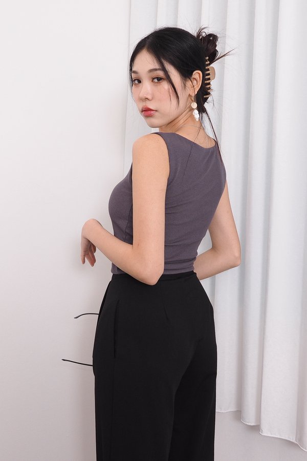 MADEBY3INUTE Wesley Square Neck Padded Basic Top (Ver. 2) in Gun Metal