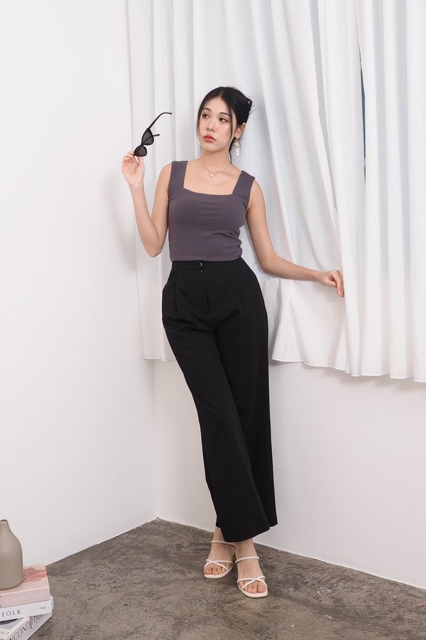 MADEBY3INUTE Wesley Square Neck Padded Basic Top (Ver. 2) in Gun Metal