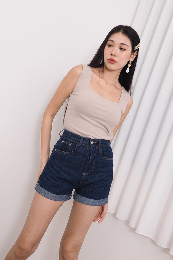 MADEBY3INUTE Wesley Square Neck Padded Basic Top (Ver. 2) in Taupe