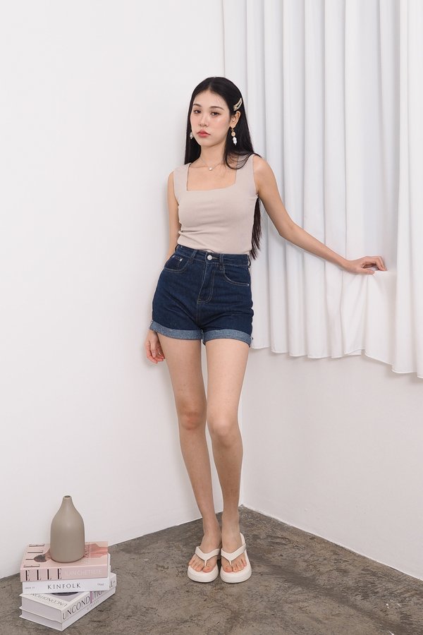 MADEBY3INUTE Wesley Square Neck Padded Basic Top (Ver. 2) in Taupe