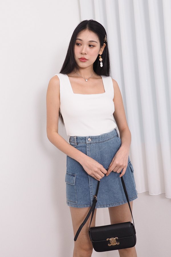 MADEBY3INUTE Wesley Square Neck Padded Basic Top (Ver. 2) in White