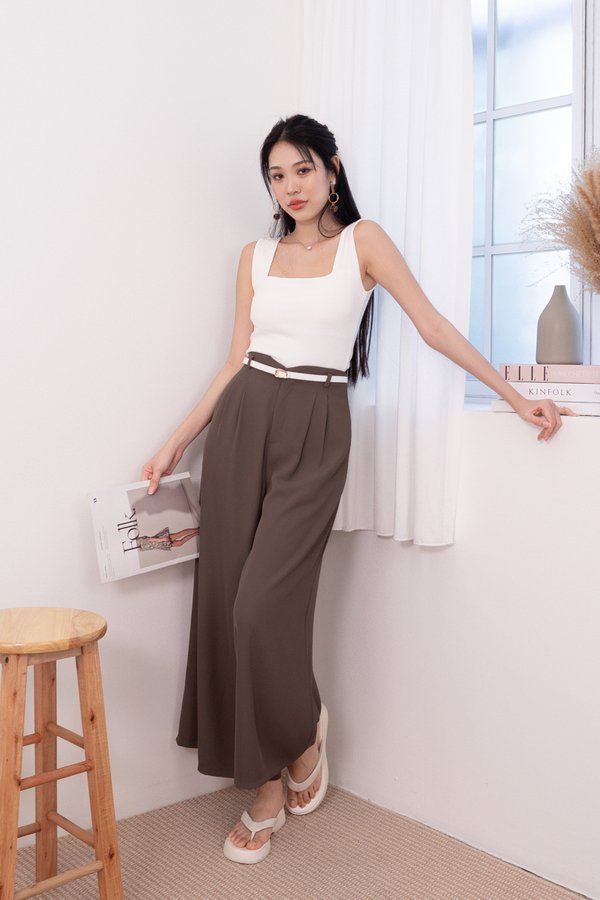 Mavis Angular Waist Work Pants in Mocha
