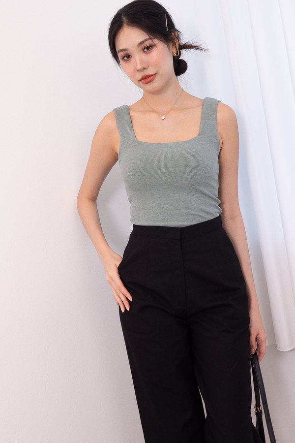 Nelly Reversible Two Way Padded Basic Top in Sage