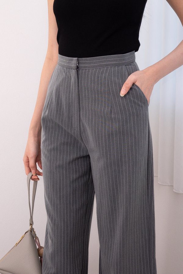 Sutton Pants in Grey Pinstripes