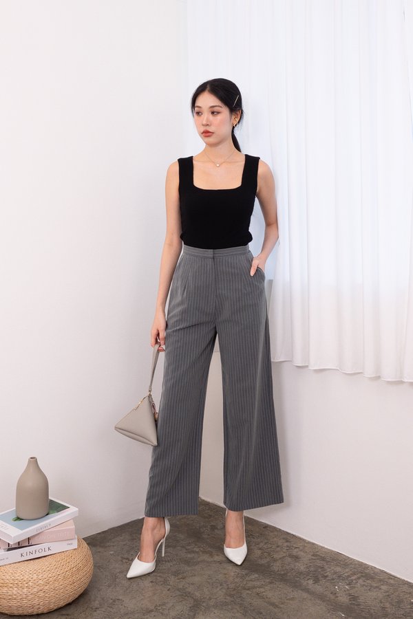 Sutton Pants in Grey Pinstripes