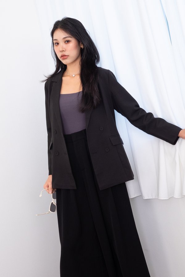 Howell Double Breasted Blazer in Black