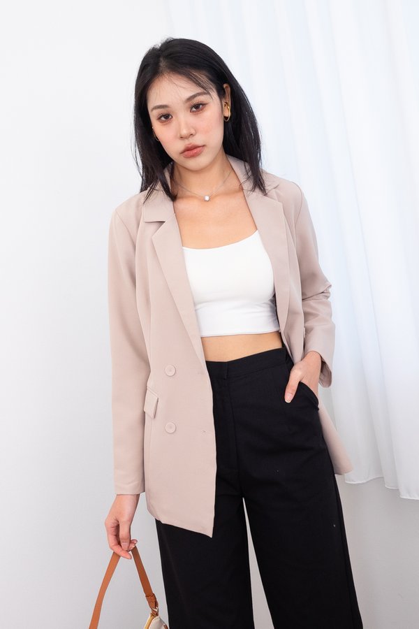 Howell Double Breasted Blazer in Ecru