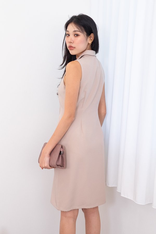 Trinity Double Breasted Buttons Down Trench Dress in Ecru