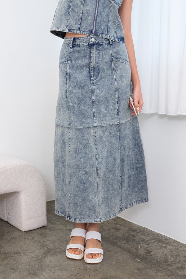 Benno Modular Denim Skirt in Denim Wash