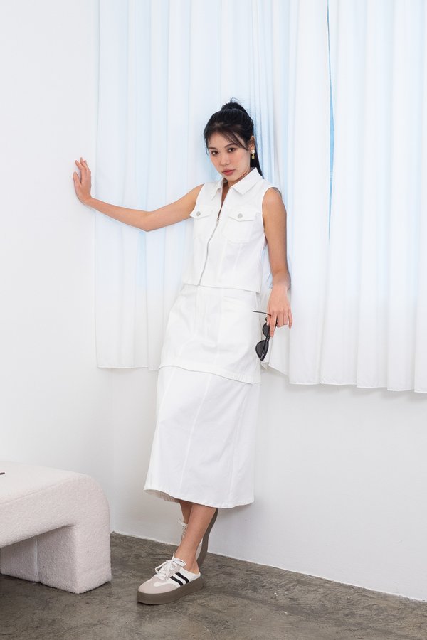 Benno Modular Denim Skirt in White