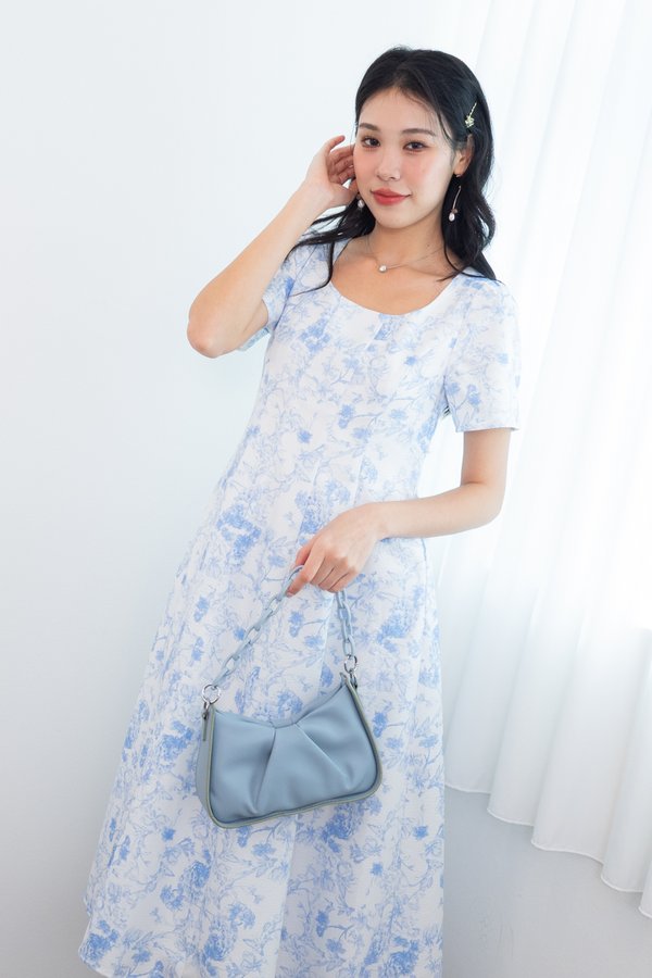 *PREORDER* Dawna Porcelain Seam Midi Dress in Light Blue
