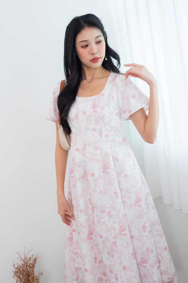 *PREORDER* Dawna Porcelain Seam Midi Dress in Pink