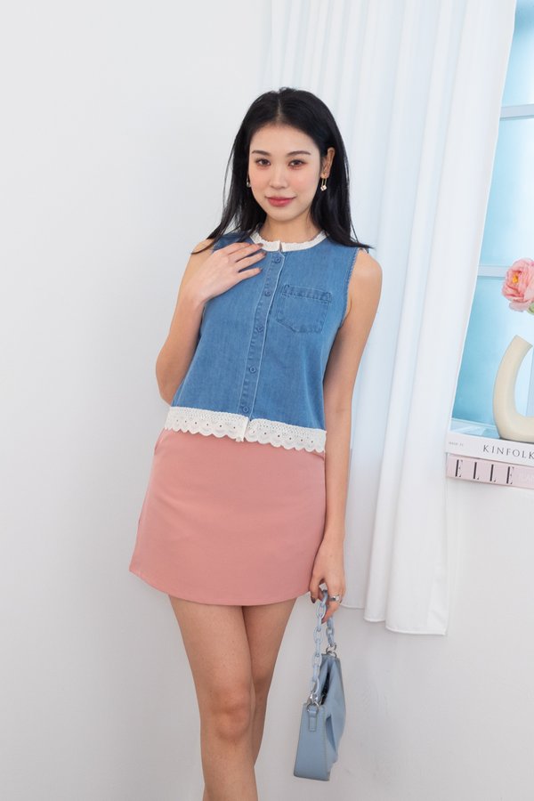 Karina Trim Denim Top