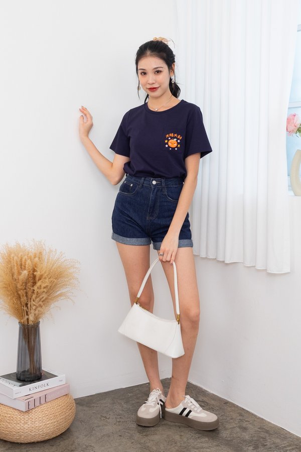 DJDL 大吉大利 Tshirt Top in Navy