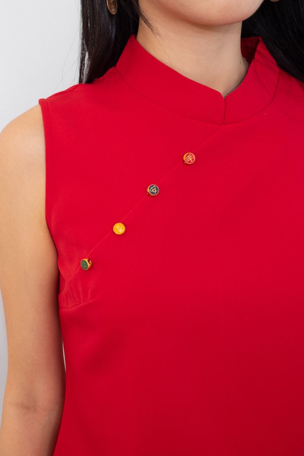 PAXL 平安喜乐 Cheongsam Blouse Top in Red