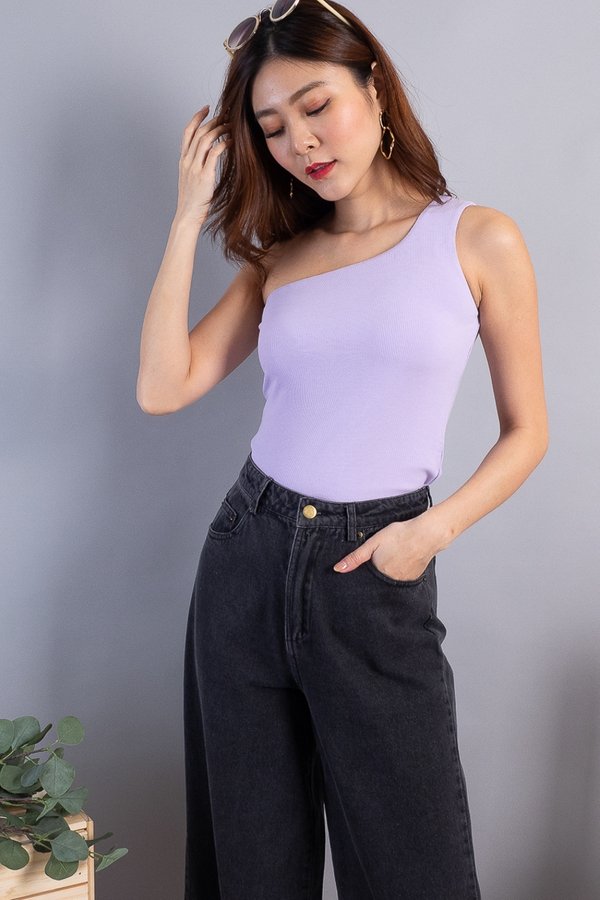 Becka Basic Ribbed Toga Top in Lilac