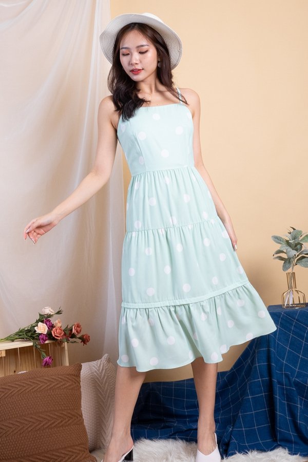 Shalee Polka Dot Convertible Dress in Mint Polka