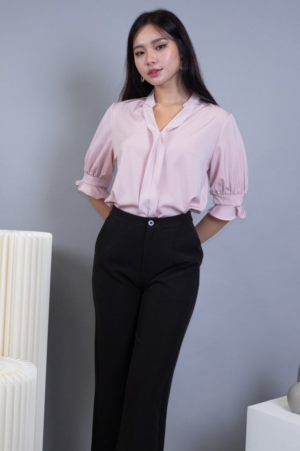 BACK IN STOCK Jacob Panel Sleeves Satin Blouse Top in Pink