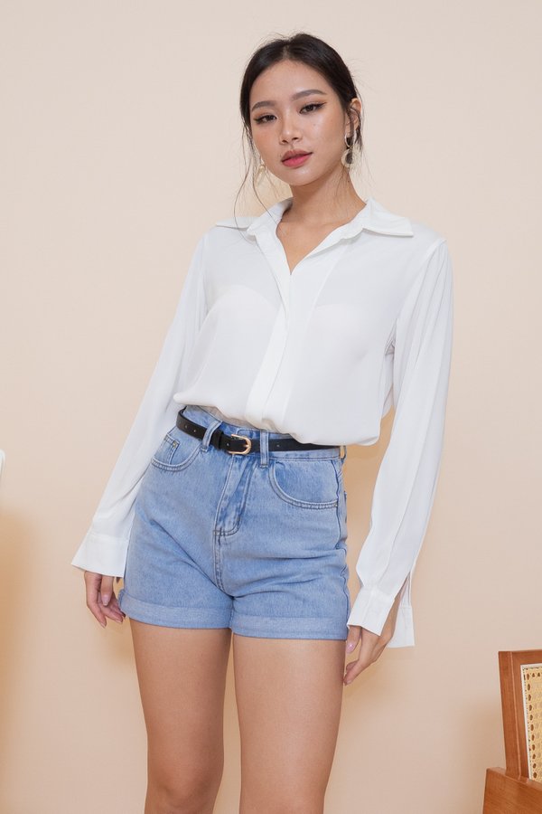 Marley Pearl Satin Shirt in White