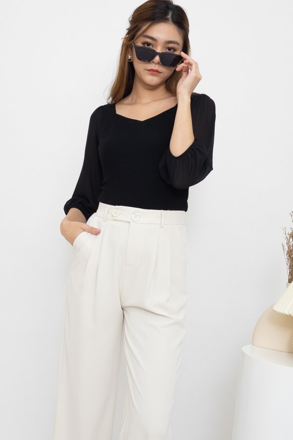 BACK IN STOCK MADEBY3INUTE Khloe Diamond Cut Basic Ribbed Top in Black