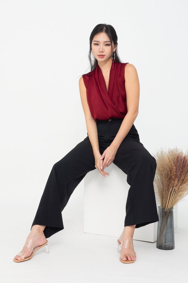 Evi Drape Wrap Top in Red