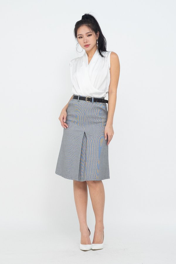 Ray A-Line Skirt in Black Houndstooth