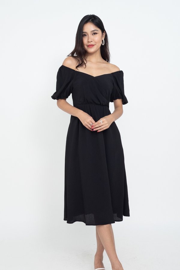 Stara 2-Way Midi Dress in Black