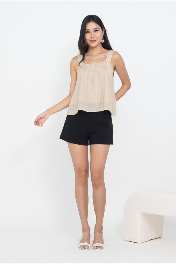 Devery Pin Tuck Top in Pine Nut