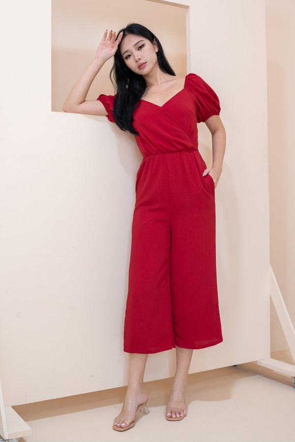 Staria 2-Way Culottes Jumpsuit in Red