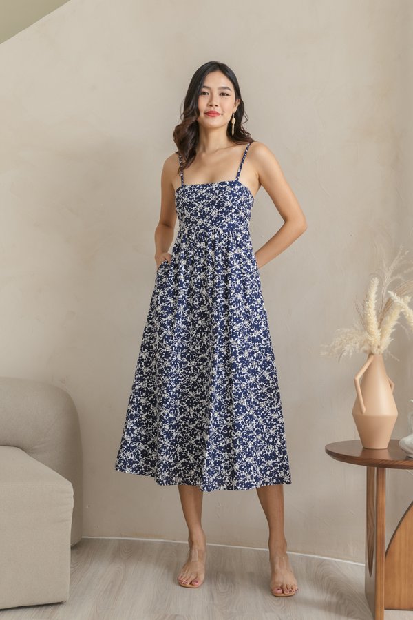 Seraphine Embroidery Maxi Dress in Navy