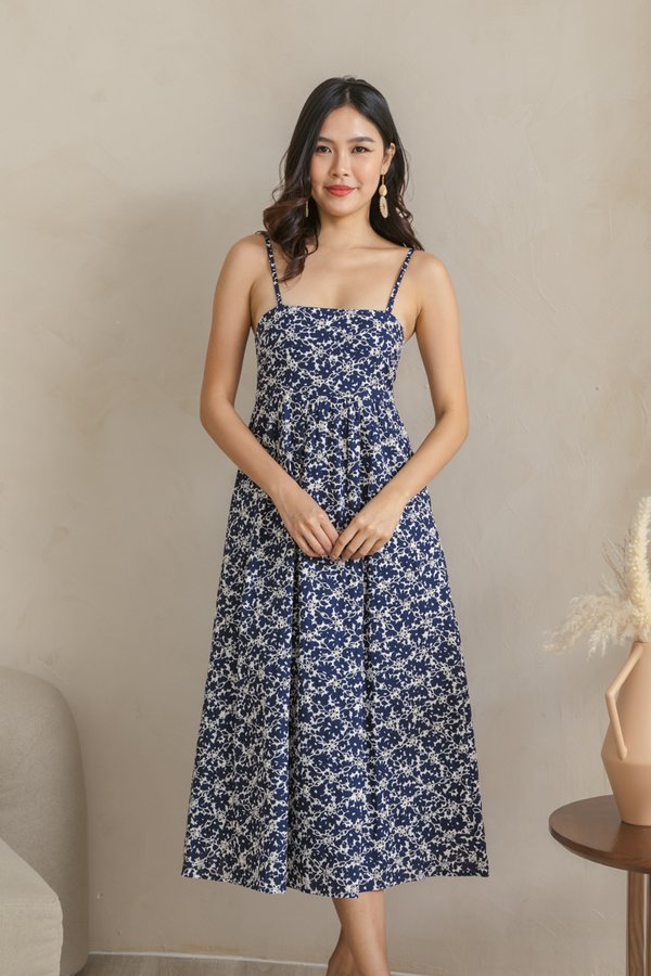 Seraphine Embroidery Maxi Dress in Navy